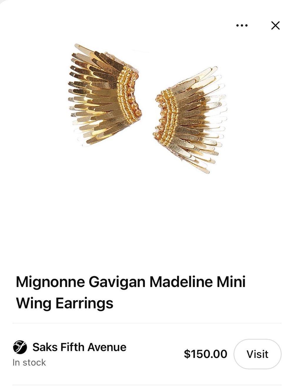 Mignonne Gavigan Gold Feathered Wing Earrings